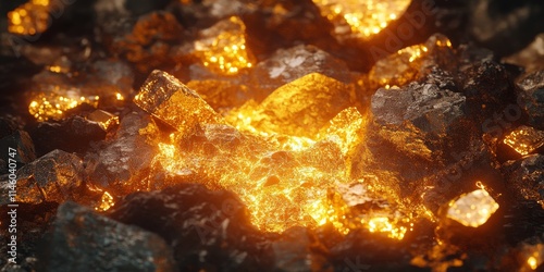 Obraz na płótnie Gold copper ore processing factory operations focus on the extraction and refinement of valuable minerals, highlighting the significance of the gold copper ore processing factory in the mining w salonie