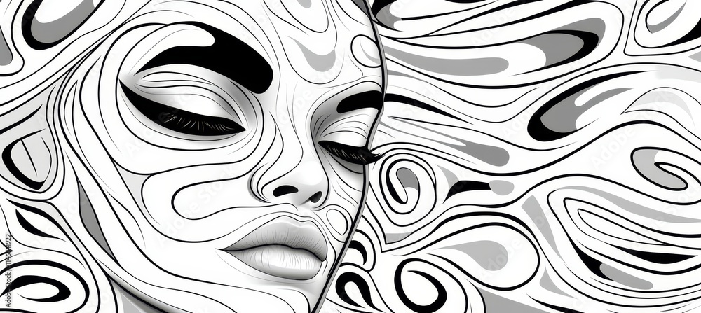 Fototapeta premium Vector style coloring page featuring a single puppet outline on a white background