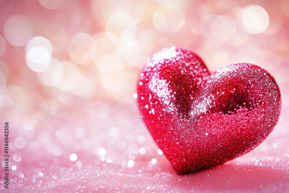 Obraz premium A sparkly heart on a bright pink background, great for Valentine's Day or romantic occasions