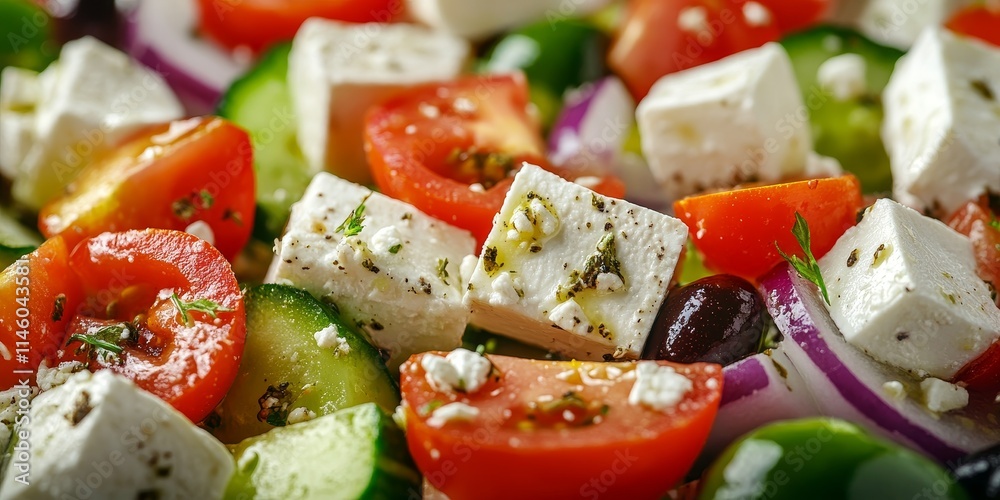 Closeup of a Greek salad, presented in isolation for a stunning background. This vibrant Greek salad features fresh ingredients, capturing the essence of classic Greek flavors in every bite. Closeup of a Greek salad, presented in isolation for a stunning background. This vibrant Greek salad features fresh ingredients, capturing the essence of classic Greek flavors in every bite.