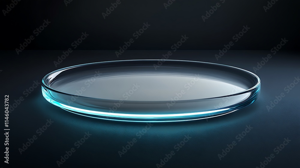 Gleaming glass mockup plate softly glowing 3D render minimalistic style. AI Generated Gleaming glass mockup plate softly glowing 3D render minimalistic style. AI Generated