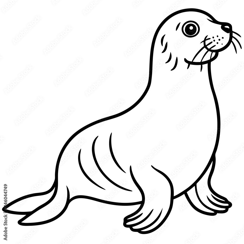 Cute Sea Lion Silhouette line art black vector illustration
Cute Sea Lion Silhouette line art black vector illustration