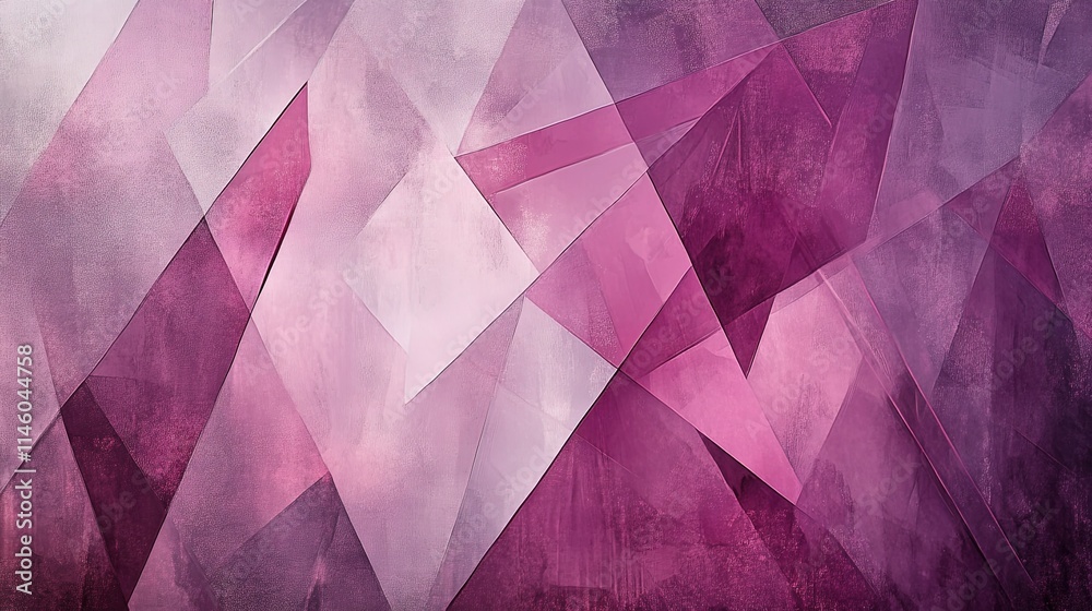 Naklejka premium Abstract geometric shapes in shades of purple and pink, creating a layered effect.