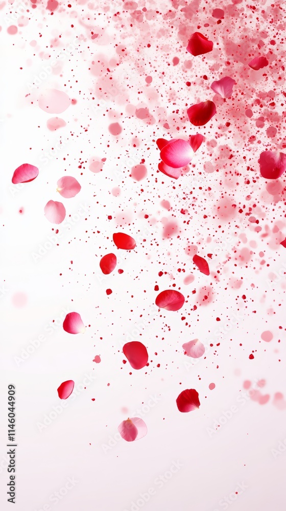 Falling Pink and Red Rose Petals with Sparkling Highlights on a Soft Background Falling Pink and Red Rose Petals with Sparkling Highlights on a Soft Background