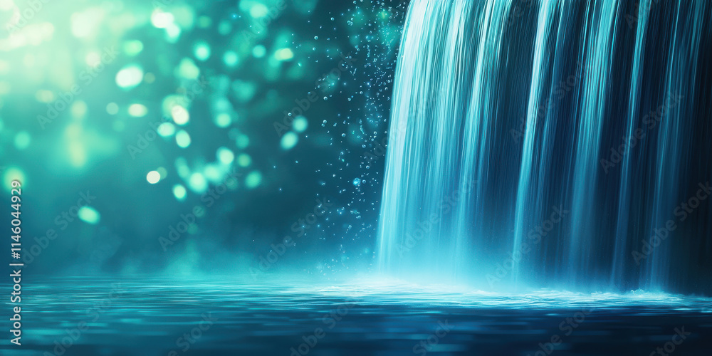 serene waterfall cascading into tranquil pool, surrounded by soft light serene waterfall cascading into tranquil pool, surrounded by soft light