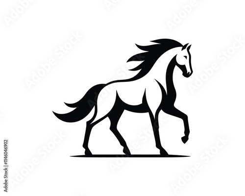 Horse logo design icon symbol vector illustration. Horsepower silhouette logo. Animal logo. Black color horse icon logo vector template.