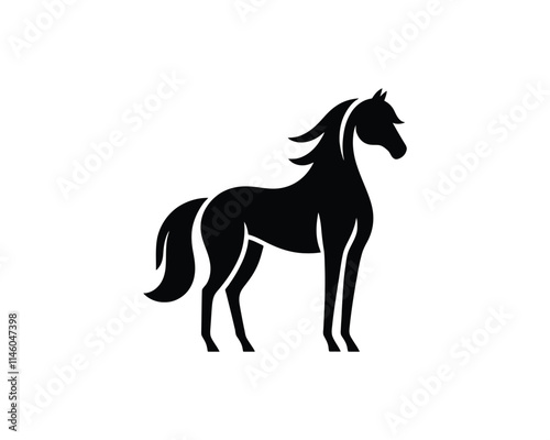 Horse logo design icon symbol vector illustration. Horsepower silhouette logo. Animal logo. Black color horse icon logo vector template.