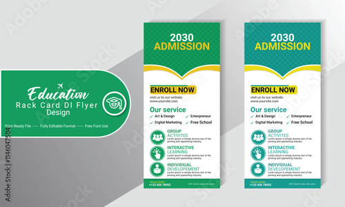 school admission Roll Up Banner education kids promotion dl flyer rack card template design