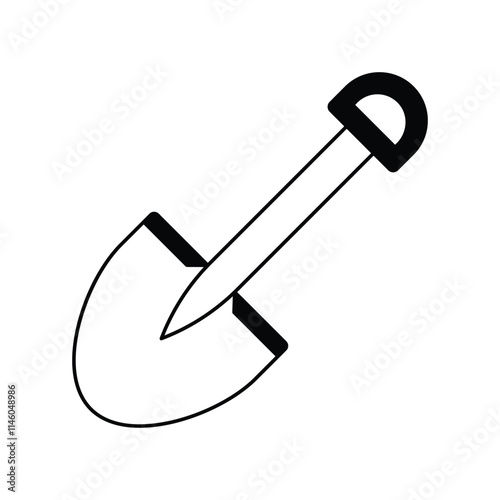 shovel glyph icon with white background vector stock illustration