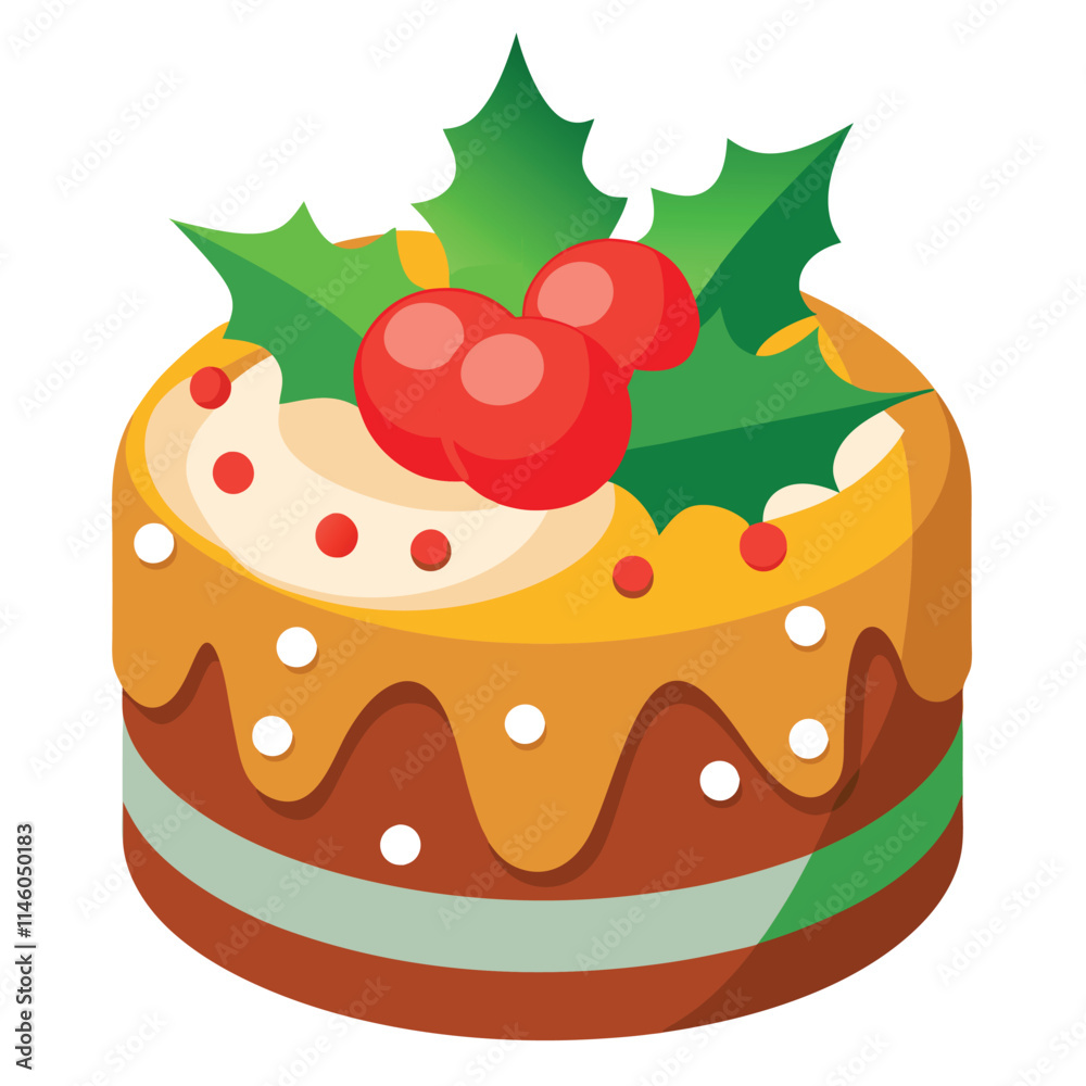 Christmas Cake Vector Art for Festive Season Decoration and Design Christmas Cake Vector Art for Festive Season Decoration and Design