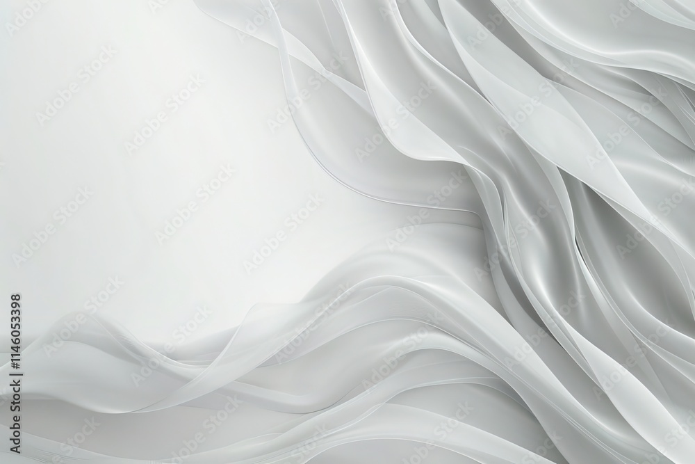 Obraz premium Abstract flowing white fabric texture creating a soft, elegant background.
