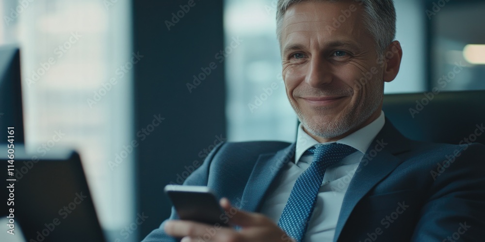 Fototapeta premium Businessman Working on Phone