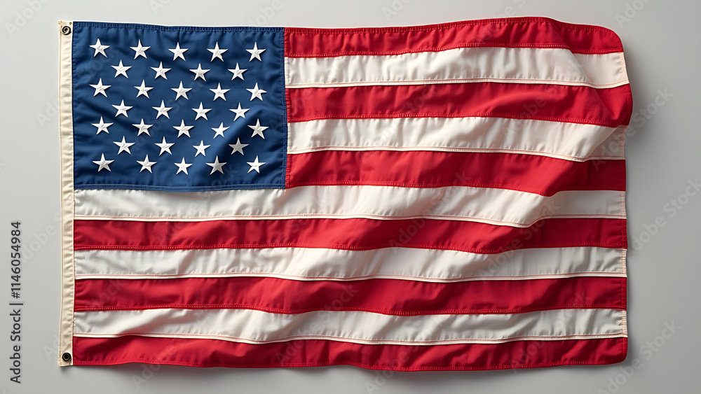 Obraz premium United States Flag on Flat Background - Patriotic Red, White, and Blue Design