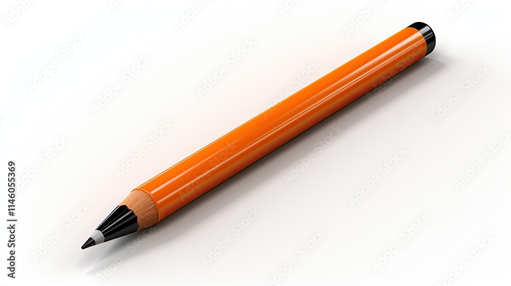 A vibrant orange pencil lies on a white surface, designed for writing or drawing. A vibrant orange pencil lies on a white surface, designed for writing or drawing.