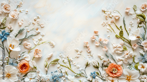 Flower Embroidery Background Wallpaper