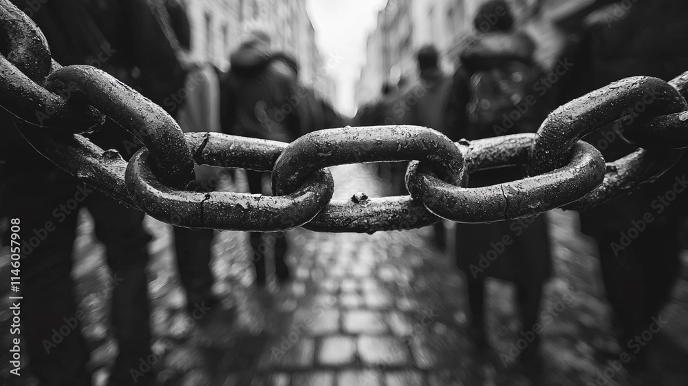 Heavy Chain Black and White Crowd Street Urban Texture Heavy Chain Black and White Crowd Street Urban Texture