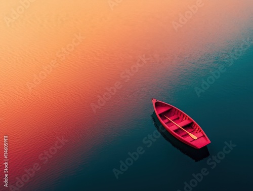Serene sunset reflection over calm lake aerial ultra hd view