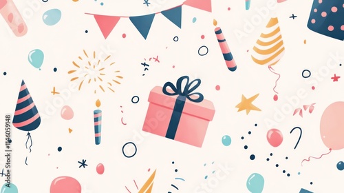 Festive Birthday Party Decorations Scattered Background