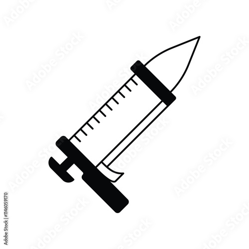 caulk gun glyph icon with white background vector stock illustration