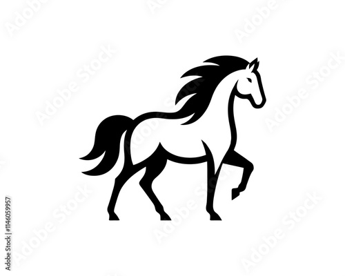 Horse logo design icon symbol vector illustration. Horsepower silhouette logo. Animal logo. Black color horse icon logo vector template.