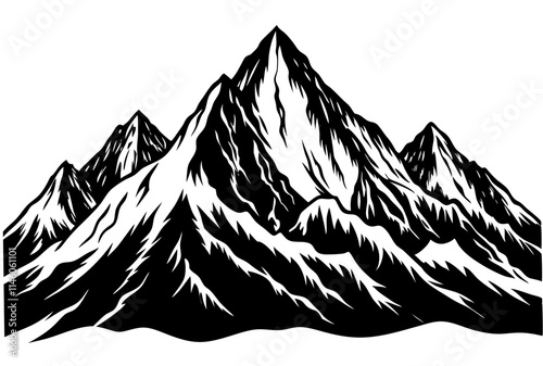 Winter Mountain Silhouette Design.