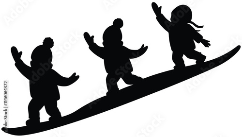 Children Sledding Down a Hill