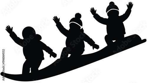 Children Sledding Down a Hill