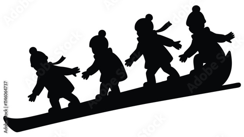 Children Sledding Down a Hill