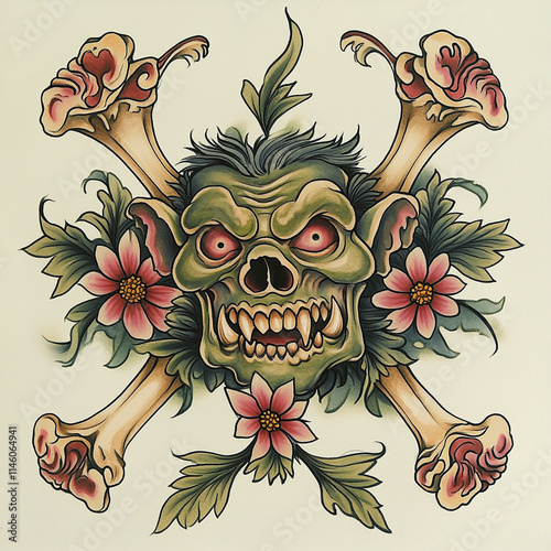 Ogre tattoo flash illustration photo