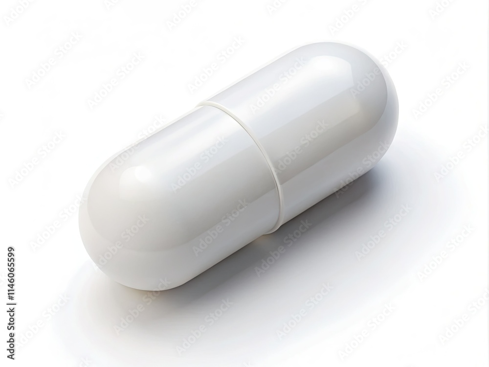 Isolated white pill capsule, photographed from above, high-resolution image ideal for healthcare, medicine, and pharmaceutical marketing. Isolated white pill capsule, photographed from above, high-resolution image ideal for healthcare, medicine, and pharmaceutical marketing.