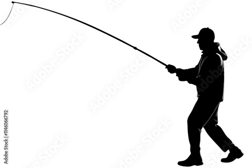 silhouette of a fisherman