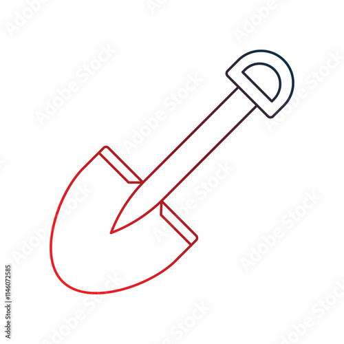 shovel outline gradient icon with white background vector stock illustration