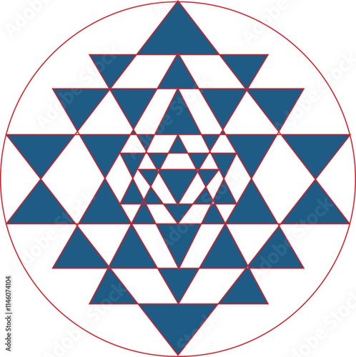 Sacred geometry and alchemy symbol Sri Yantra, Indian powerful symbol