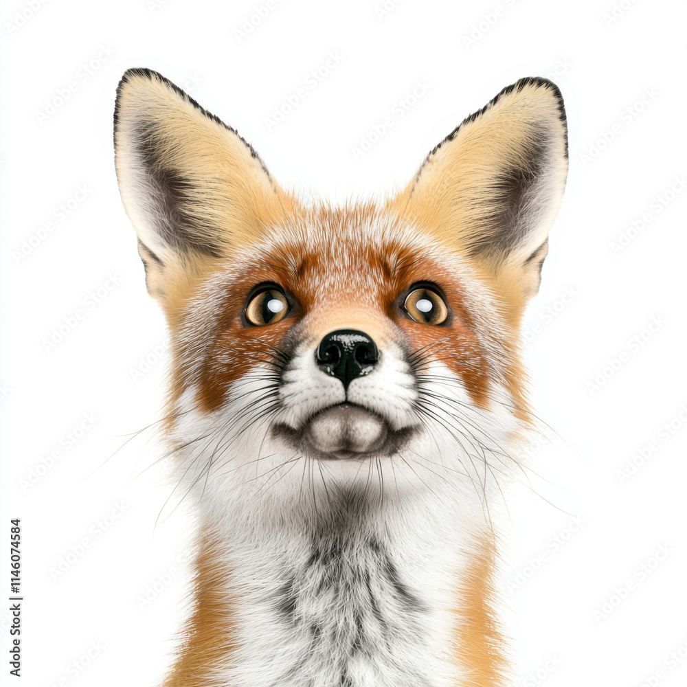Obraz premium curious fox peeking with detailed fur, isolated on white background
