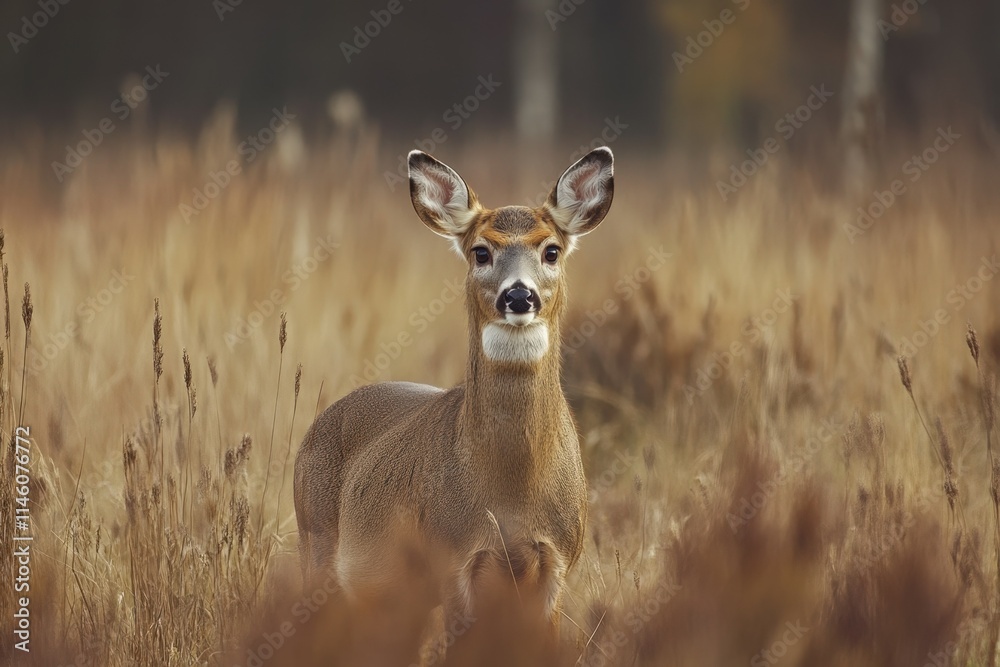 A lone deer grazes in a sun-drenched forest clearing.. Beautiful simple AI generated image A lone deer grazes in a sun-drenched forest clearing.. Beautiful simple AI generated image