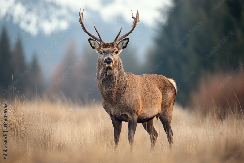A lone deer grazes in a sun-drenched forest clearing.. Beautiful simple AI generated image A lone deer grazes in a sun-drenched forest clearing.. Beautiful simple AI generated image