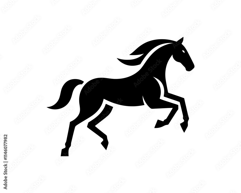 Horse logo design icon symbol vector illustration. Horsepower silhouette logo. Animal logo. Black color horse icon logo vector template.