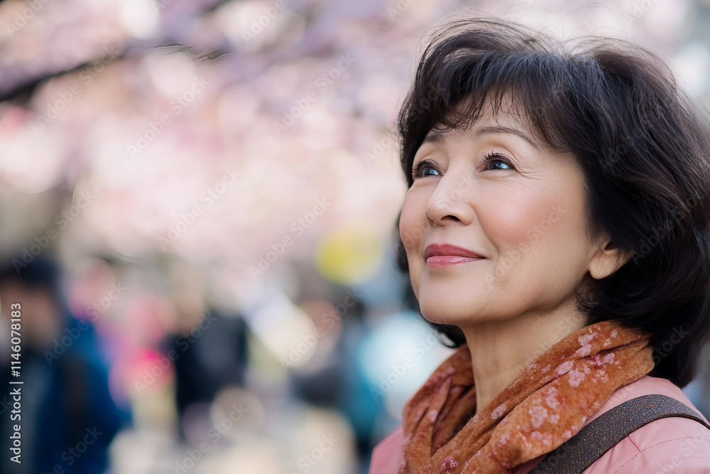 Generative AI Portrait of an Asian Man Woman Enjoying Springtime Cherry Blossoms in Japan Generative AI Portrait of an Asian Man Woman Enjoying Springtime Cherry Blossoms in Japan