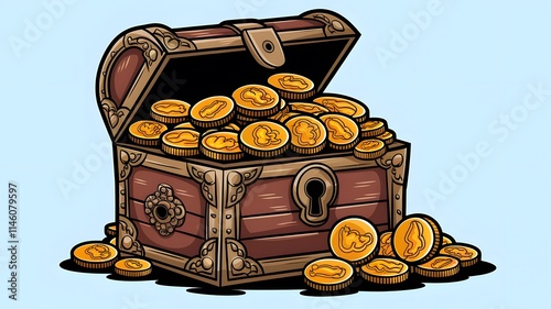 Wallpaper Mural treasure chest with gold coins over load Torontodigital.ca