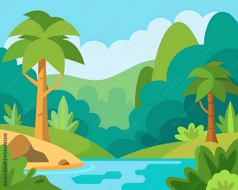 Fototapeta premium tropical landscape with palm trees