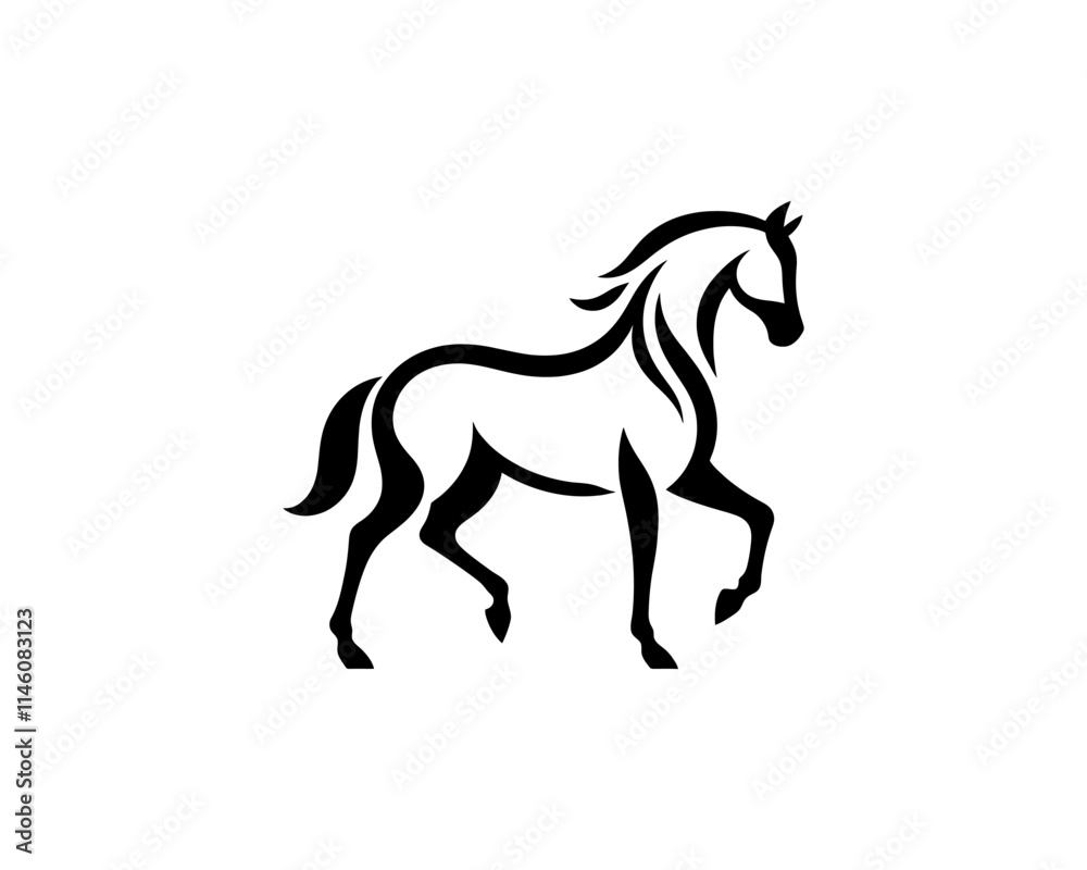 Fototapeta premium Horse logo design icon symbol vector illustration. Horsepower silhouette logo. Animal logo. Black color horse icon logo vector template.