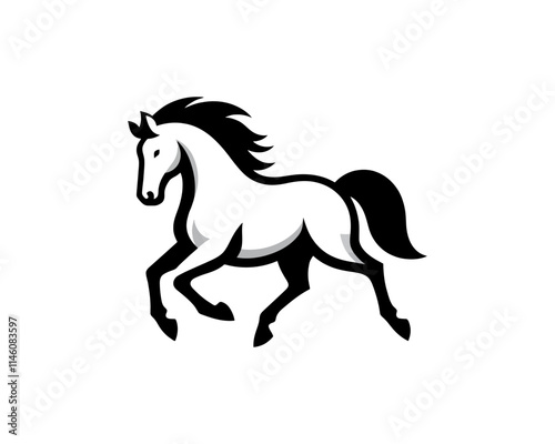 Horse logo design icon symbol vector illustration. Horsepower silhouette logo. Animal logo. Black color horse icon logo vector template.