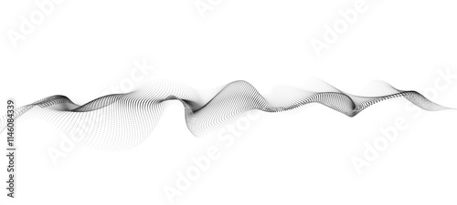 Wave of moving particles on a white background. Big data transfer. Abstract vector 3d illustrations.