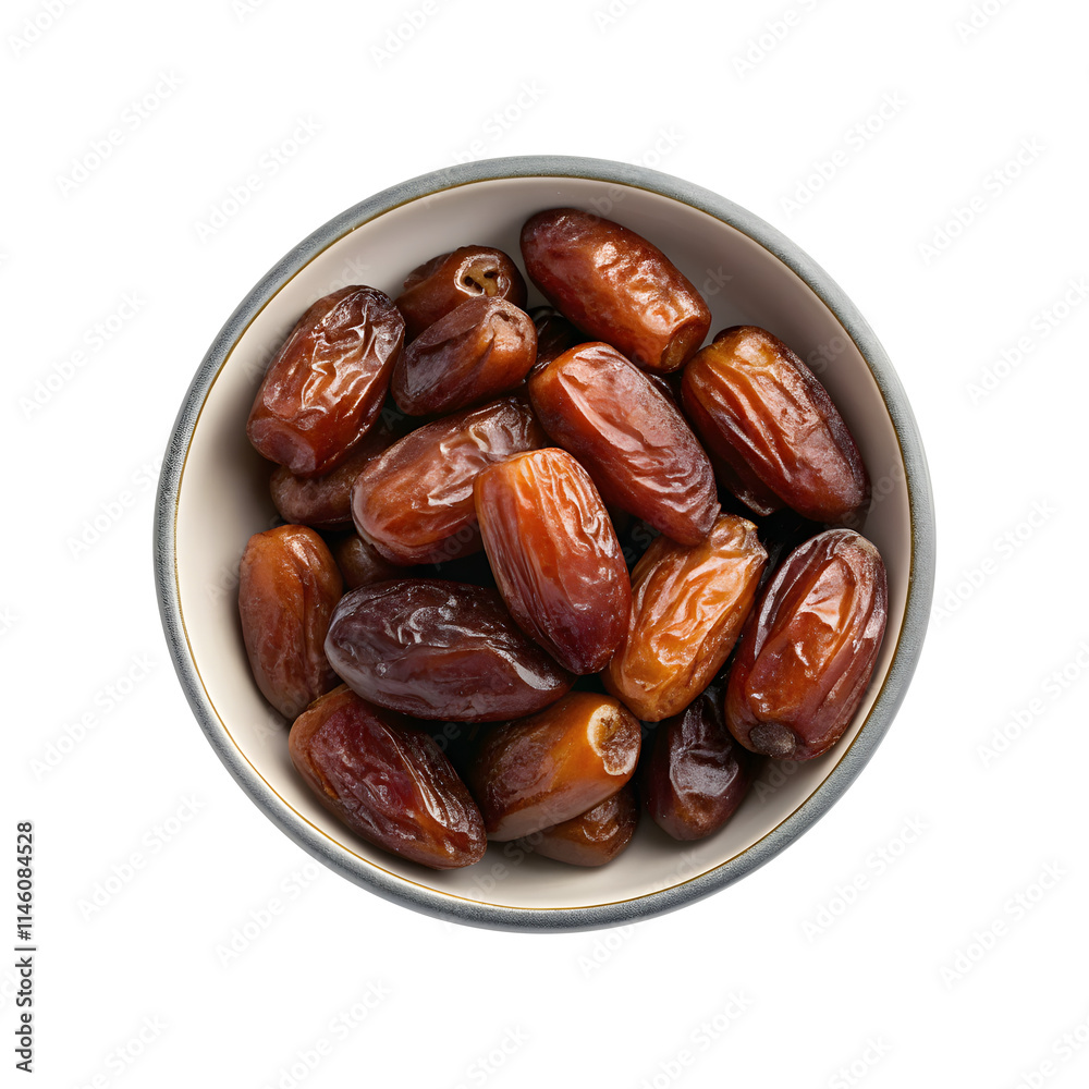 A bowl of dates isolated on white background A bowl of dates isolated on white background