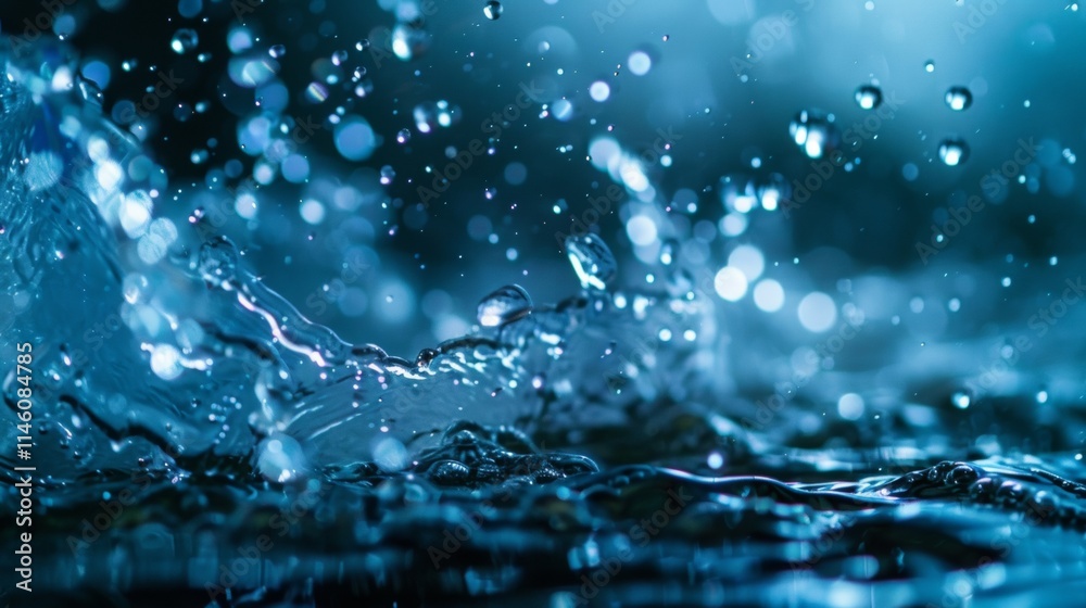Dynamic water splash with droplets frozen in motion Dynamic water splash with droplets frozen in motion