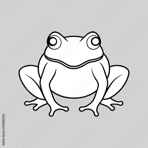 Frog Line Art Black and White Silhouette Icon Vector Design.