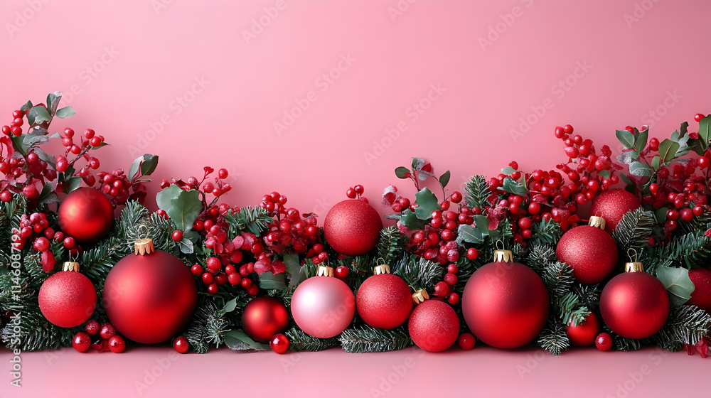 Red Ornaments & Berries Festive Holiday Decor Red Ornaments & Berries Festive Holiday Decor