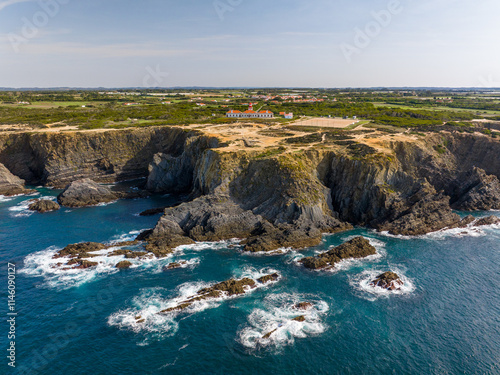 Bild auf Leinwand Faro de Cabo Sardão en Ponta do Cavaleiro en el pueblo de Odemira, parroquia de