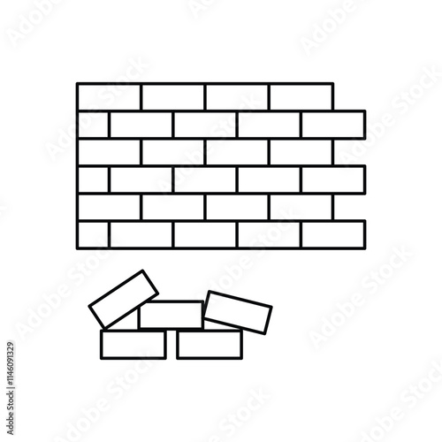 bricks lineal icon with white background vector stock illustration