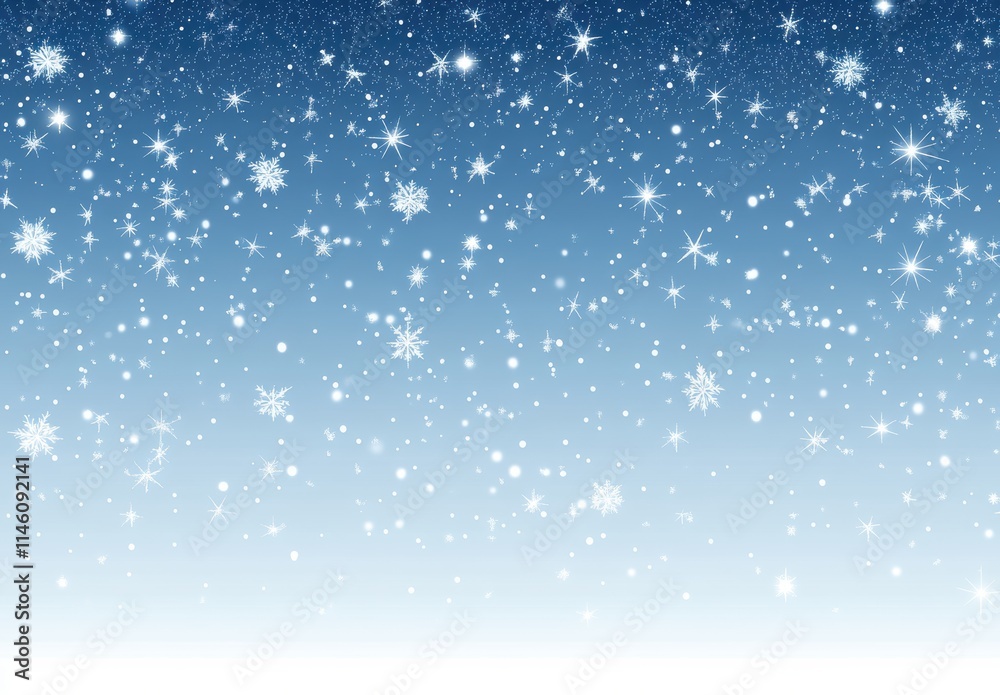 Obraz premium Serene Winter Wonderland with Soft Blue Background and Falling Snowflakes Capturing the Tranquility and Beauty of a Snowy Day in a Magical Atmosphere